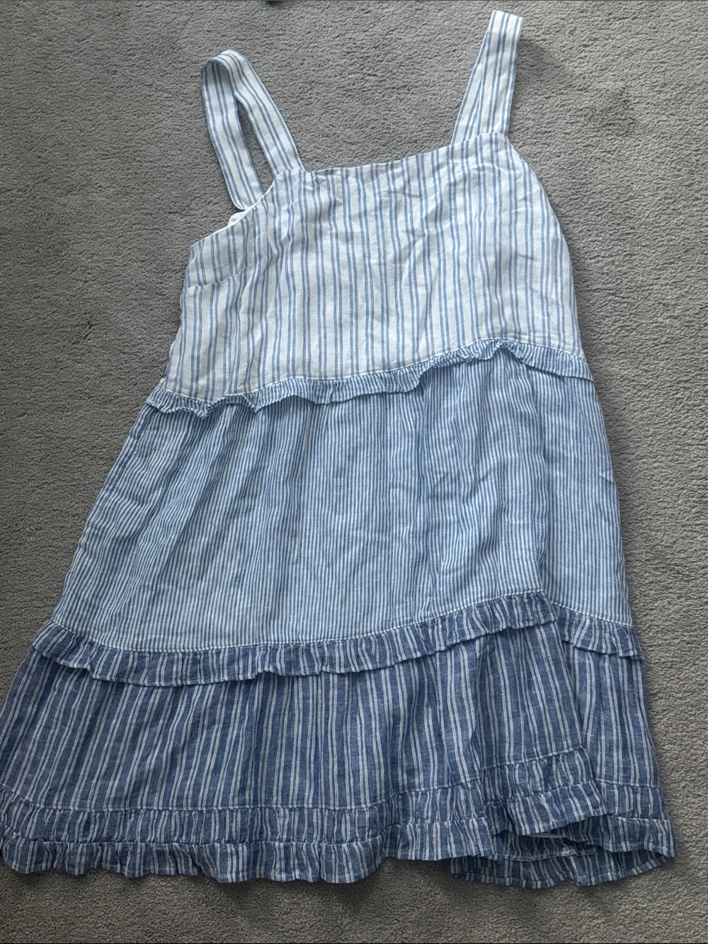 Rails Striped Tiered Sundress in Light Blue and White